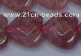 CBQ472 15.5 inches 18mm faceted heart strawberry quartz beads