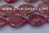 CBQ477 15.5 inches 12*16mm faceted flat teardrop strawberry quartz beads