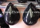 CBQ511 Top drilled 10*14mm flat teardrop natural black quartz beads