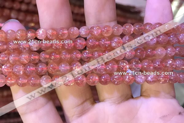 CBQ559 15.5 inches 6mm round golden strawberry quartz beads