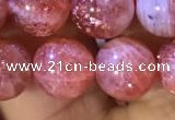 CBQ561 15.5 inches 10mm round golden strawberry quartz beads