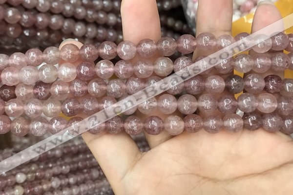 CBQ572 15.5 inches 8mm faceted round strawberry quartz beads