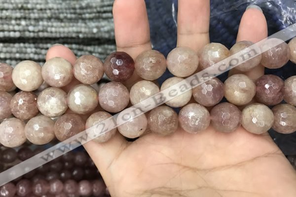 CBQ576 15.5 inches 16mm faceted round strawberry quartz beads