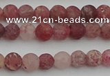 CBQ660 15.5 inches 6mm round matte strawberry quartz beads