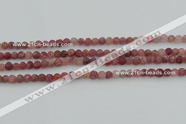 CBQ660 15.5 inches 6mm round matte strawberry quartz beads