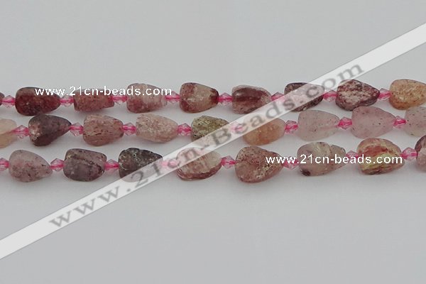 CBQ668 15.5 inches 8*12mm flat teardrop matte strawberry quartz beads