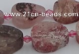 CBQ671 15.5 inches 13*18mm flat teardrop matte strawberry quartz beads