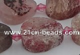 CBQ672 15.5 inches 15*20mm flat teardrop matte strawberry quartz beads