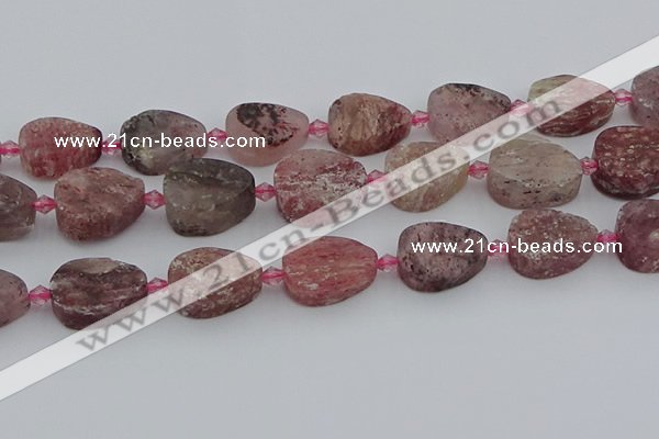 CBQ672 15.5 inches 15*20mm flat teardrop matte strawberry quartz beads