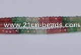 CBQ677 15.5 inches 6*11mm faceted rondelle mixed strawberry quartz beads