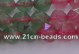 CBQ682 15.5 inches 8mm faceted nuggets mixed strawberry quartz beads