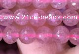 CBQ687 15.5 inches 6mm faceted round strawberry quartz gemstone beads