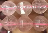 CBQ691 15.5 inches 8mm faceted round strawberry quartz beads