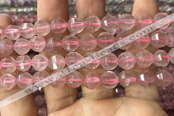 CBQ692 15.5 inches 10mm faceted round strawberry quartz beads