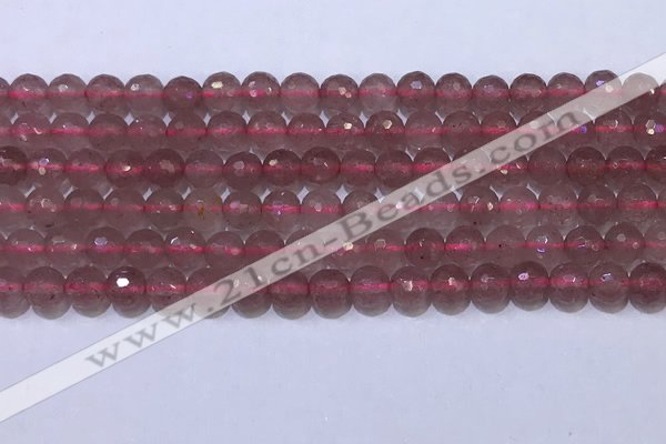 CBQ701 15.5 inches 6mmm faceted round strawberry quartz beads