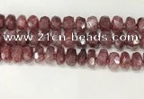 CBQ712 15.5 inches 6*12mm - 8*13mm faceted tyre strawberry quartz beads