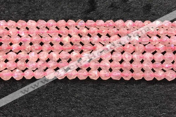 CBQ718 15.5 inches 6mm faceted nuggets strawberry quartz beads