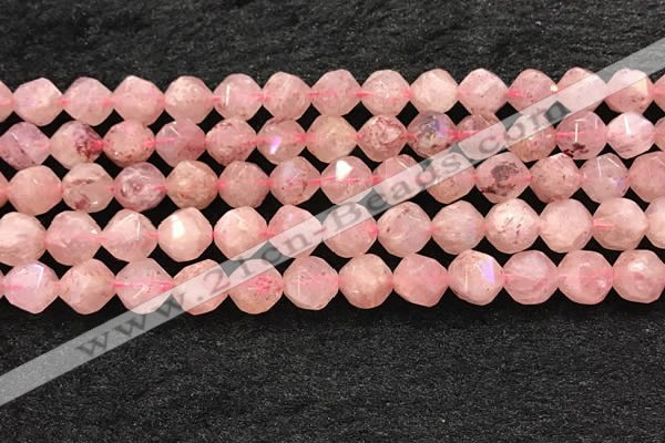 CBQ720 15.5 inches 10mm faceted nuggets strawberry quartz beads