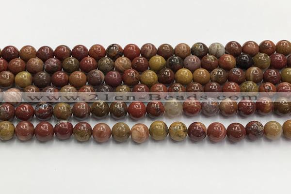 CBQ741 15.5 inches 8mm round red moss agate gemstone beads wholesale