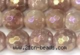 CBQ776 15 inches 8mm faceted round AB-color strawberry quartz beads