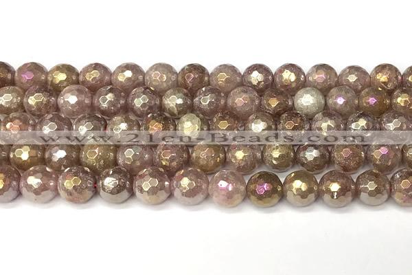 CBQ778 15 inches 12mm faceted round AB-color strawberry quartz beads
