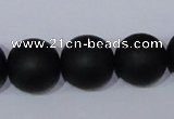 CBS07 15.5 inches 16mm round black stone beads wholesale