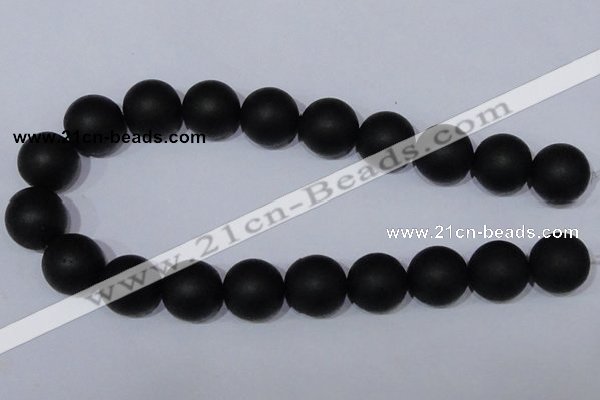 CBS07 15.5 inches 16mm round black stone beads wholesale