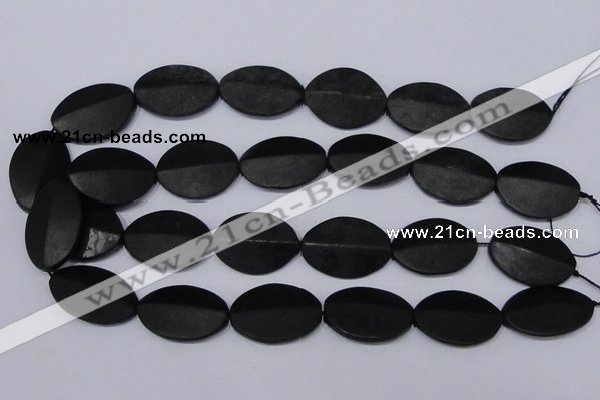 CBS12 15.5 inches 18*25mm oval black stone beads wholesale