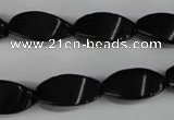 CBS215 15.5 inches 10*20mm twisted rice blackstone beads wholesale