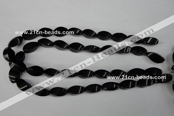 CBS215 15.5 inches 10*20mm twisted rice blackstone beads wholesale