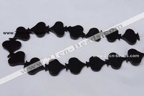 CBS22 15.5 inches 28*28mm heart black stone beads wholesale