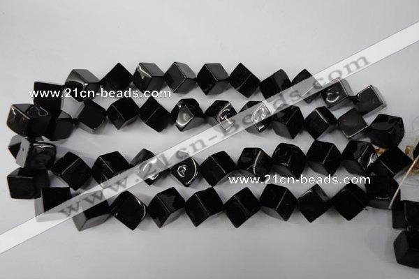 CBS225 15.5 inches 12*12mm cube blackstone beads wholesale