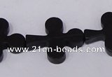 CBS23 15.5 inches 22*26mm cross black stone beads wholesale