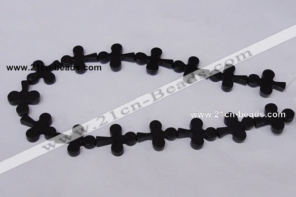 CBS23 15.5 inches 22*26mm cross black stone beads wholesale