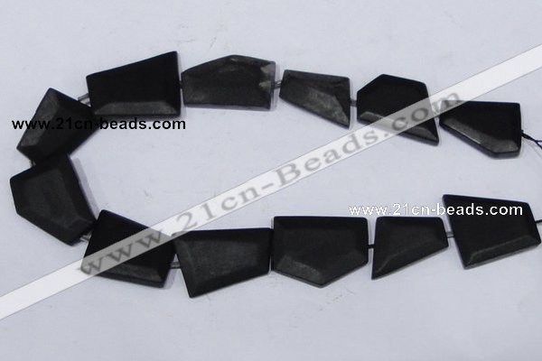 CBS24 15.5 inches 20*30mm freeform black stone beads wholesale