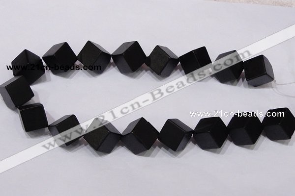 CBS25 15.5 inches 15*15mm cube black stone beads wholesale