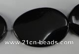 CBS260 15.5 inches 25*35mm twisted oval blackstone beads wholesale