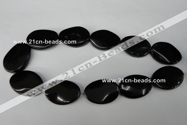 CBS260 15.5 inches 25*35mm twisted oval blackstone beads wholesale