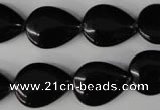 CBS265 15.5 inches 13*18mm flat teardrop blackstone beads wholesale