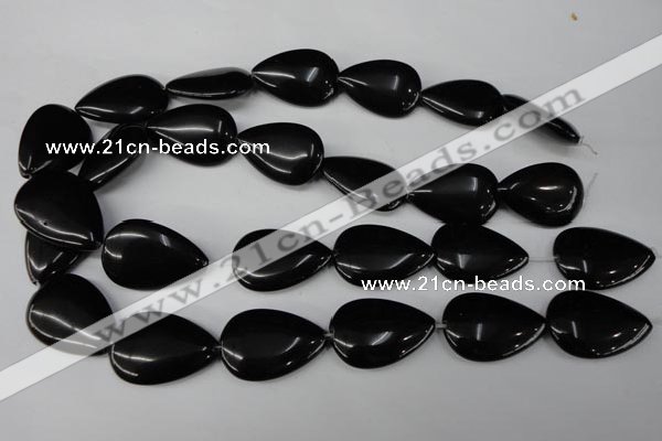 CBS268 15.5 inches 20*30mm flat teardrop blackstone beads wholesale