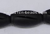 CBS29 15.5 inches 18*36mm carved drum black stone beads wholesale