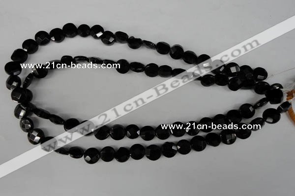 CBS292 15.5 inches 10mm faceted coin blackstone beads wholesale