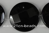 CBS300 15.5 inches 35mm faceted coin blackstone beads wholesale