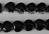 CBS303 15.5 inches 12*12mm faceted heart blackstone beads wholesale