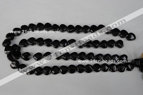 CBS303 15.5 inches 12*12mm faceted heart blackstone beads wholesale