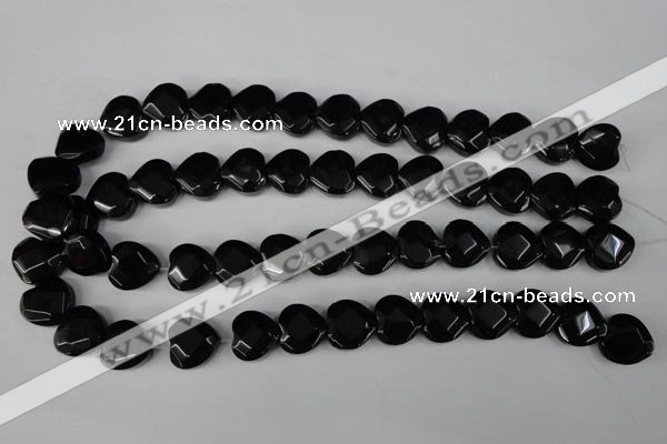 CBS305 15.5 inches 15*15mm faceted heart blackstone beads wholesale