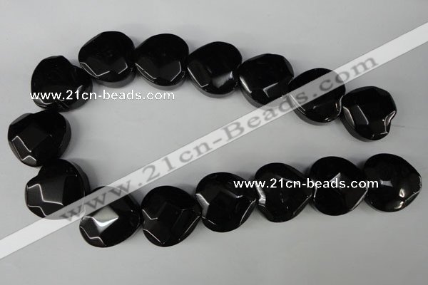 CBS308 15.5 inches 26*26mm faceted heart blackstone beads wholesale