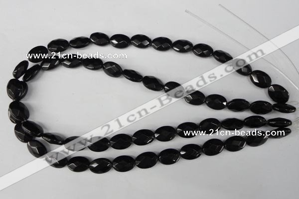 CBS310 15.5 inches 10*14mm faceted oval blackstone beads wholesale