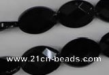 CBS312 15.5 inches 13*18mm faceted oval blackstone beads wholesale