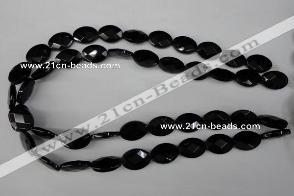 CBS312 15.5 inches 13*18mm faceted oval blackstone beads wholesale